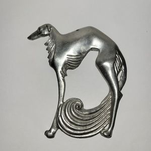 Vintage Robin Kahn Pewter Borzoi Dog Brooch